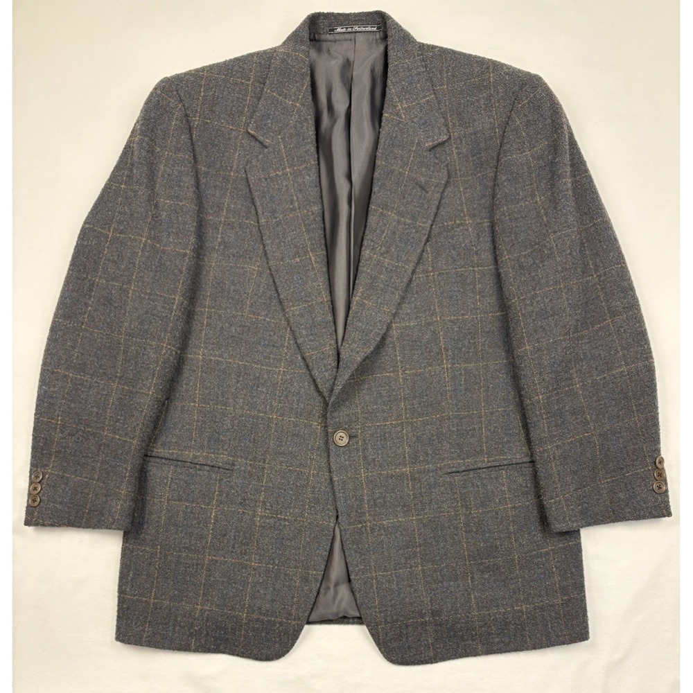 VTG Ermenegildo Zegna "Soft" Textured Boiled Wool Sport Coat 40R Gray Windowpane - Picture 3 of 13